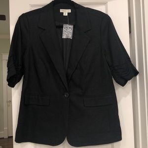 Coldwater Creek Linen Blazer with Ruched Sleeve